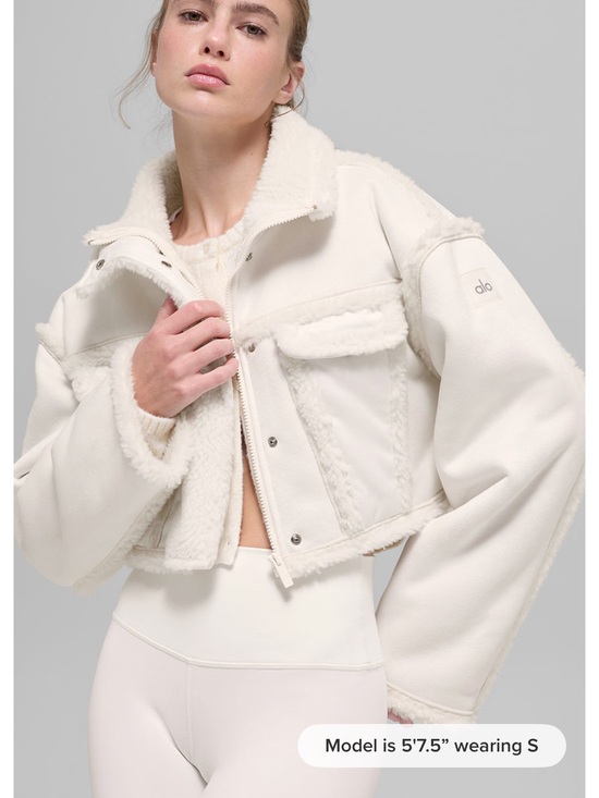 ALO Yoga Jackets & Blazers - ALO Yoga Cream Cropped Teddy Sherpa Jacket